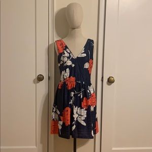 NWT Aqua size L v neck dress orange blue and white